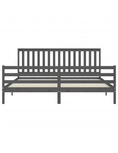 Giroletto con Testiera Grigio 200x200 cm in Legno Massello 2