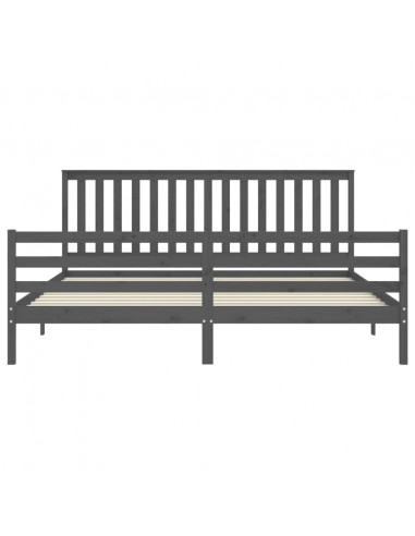 Giroletto con Testiera Grigio 200x200 cm in Legno Massello