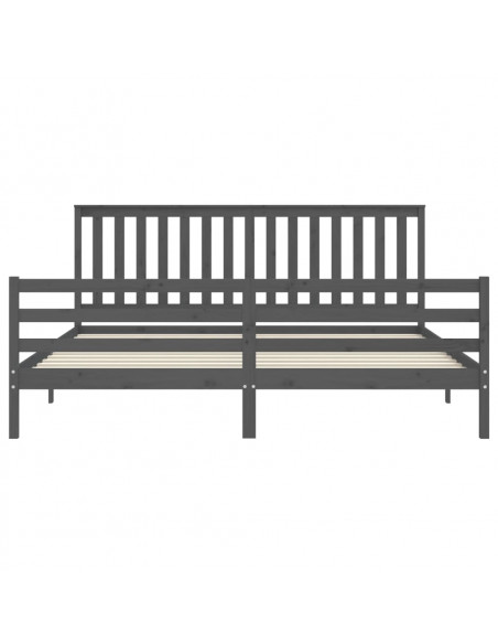 Giroletto con Testiera Grigio 200x200 cm in Legno Massello
