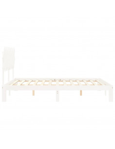 Giroletto con Testiera Bianco 160x200 cm Legno Massello 2