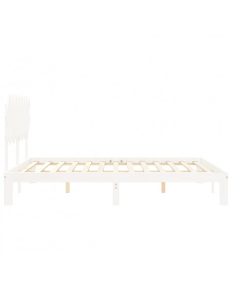 Giroletto con Testiera Bianco 160x200 cm Legno Massello