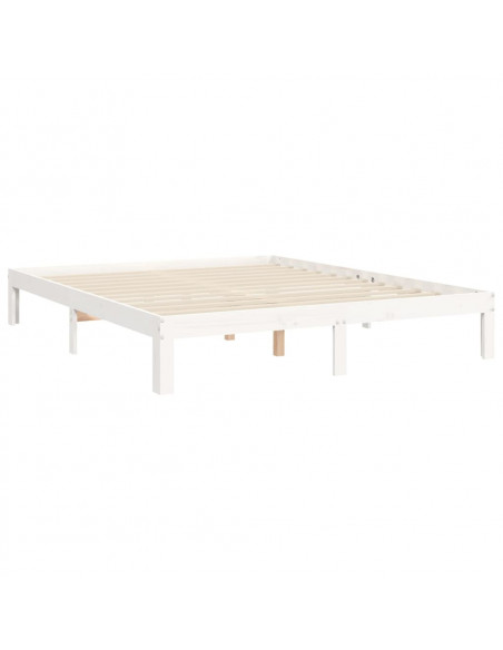 Giroletto con Testiera Bianco 160x200 cm Legno Massello