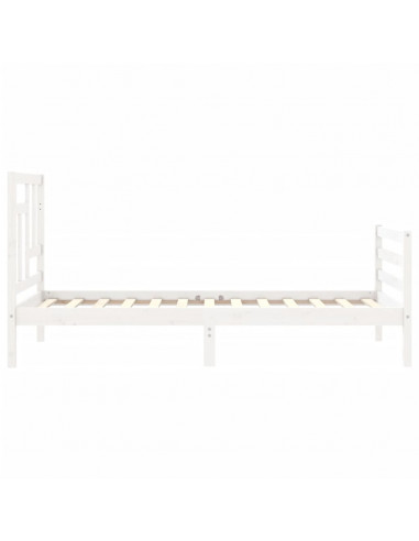 Giroletto con Testiera Bianco Single in Legno Massello