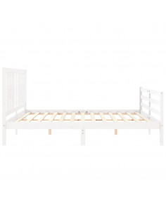 Giroletto con Testiera Bianco 200x200 cm in Legno Massello 2