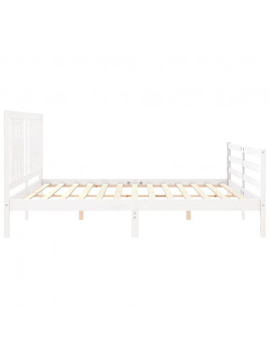 Giroletto con Testiera Bianco 200x200 cm in Legno Massello