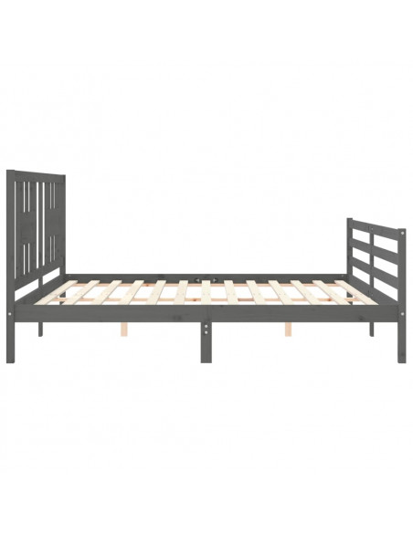 Giroletto con Testiera Grigio 200x200 cm in Legno Massello