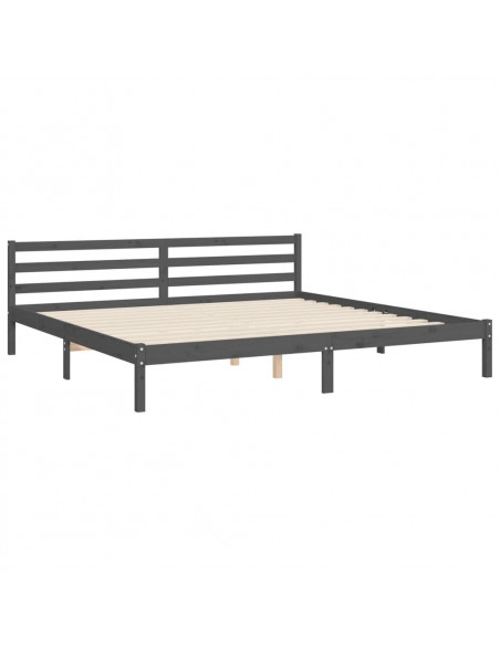 Giroletto con Testiera Grigio 200x200 cm in Legno Massello