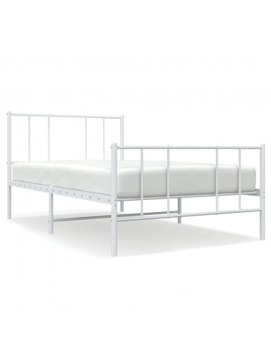 Giroletto con Testiera e Pediera Metallo Bianco 80x200 cm