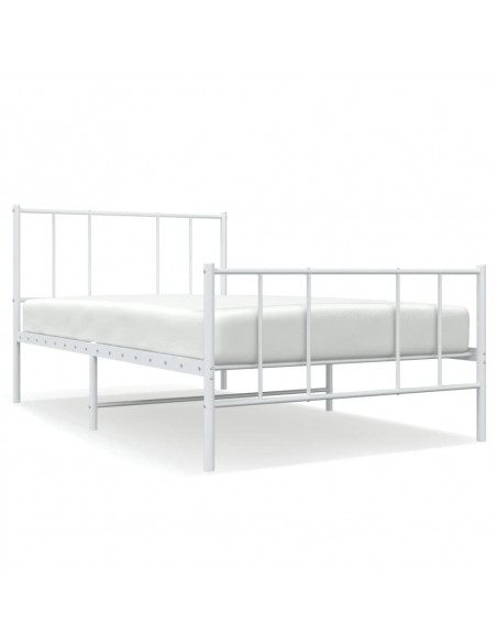 Giroletto con Testiera e Pediera Metallo Bianco 80x200 cm