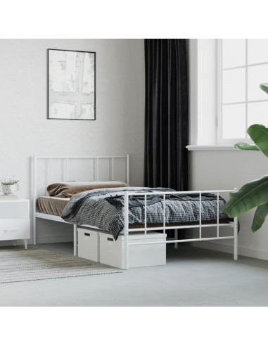 Giroletto con Testiera e Pediera Metallo Bianco 90x190 cm