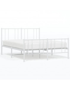 Giroletto con Testiera e Pediera Metallo Bianco 120x190 cm 2