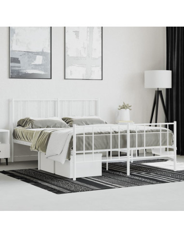 Giroletto con Testiera e Pediera Metallo Bianco 120x190 cm