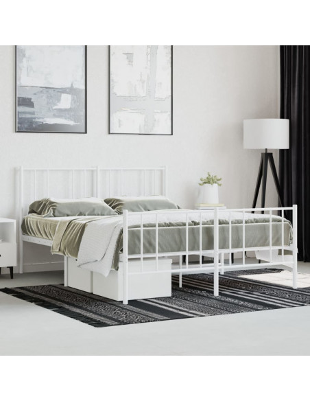 Giroletto con Testiera e Pediera Metallo Bianco 135x190 cm
