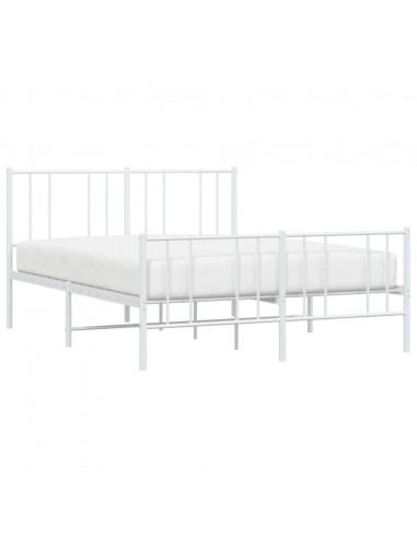 Giroletto con Testiera e Pediera Metallo Bianco 135x190 cm