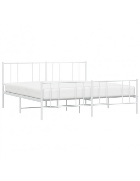 Giroletto con Testiera e Pediera Metallo Bianco 180x200 cm