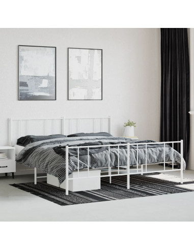 Giroletto con Testiera e Pediera Metallo Bianco 193x203 cm