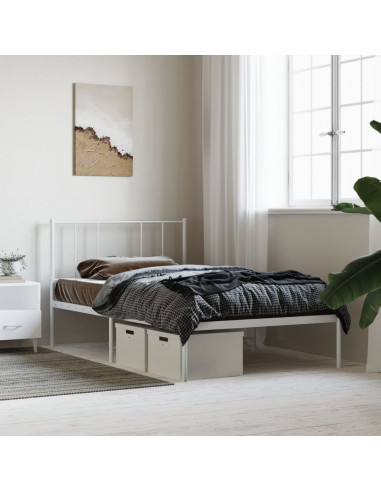 Giroletto con Testiera Metallo Bianco 90x200 cm