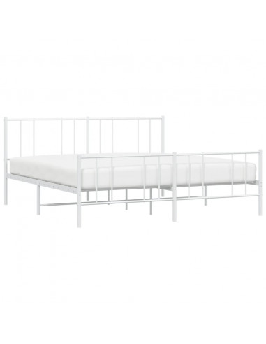 Giroletto con Testiera e Pediera Metallo Bianco 200x200 cm