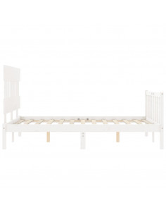 Giroletto con Testiera Bianco 140x200 cm in Legno Massello 2