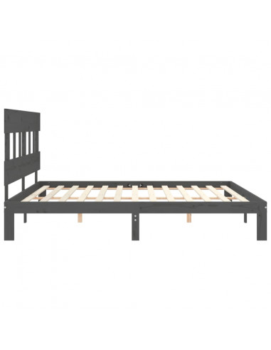 Giroletto con Testiera Grigio 200x200 cm in Legno Massello