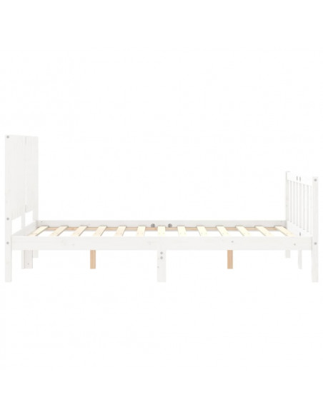 Giroletto con Testiera Bianco 120x200 cm in Legno Massello