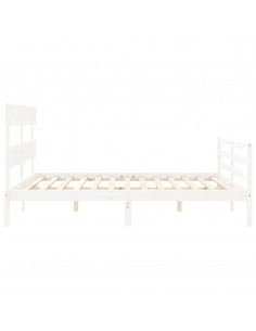 Giroletto con Testiera Bianco 160x200 cm Legno Massello 2