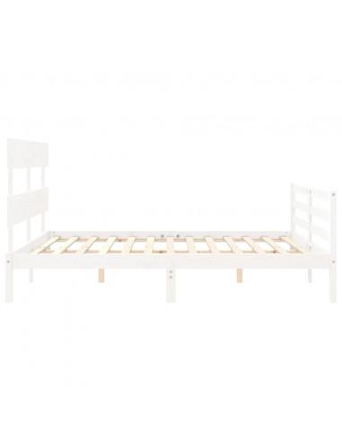 Giroletto con Testiera Bianco 160x200 cm Legno Massello