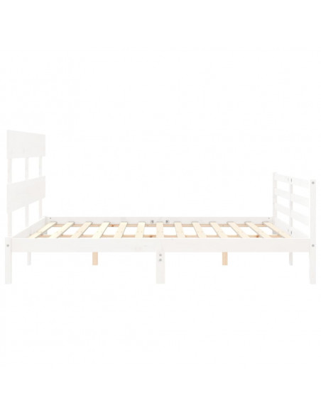 Giroletto con Testiera Bianco 160x200 cm Legno Massello