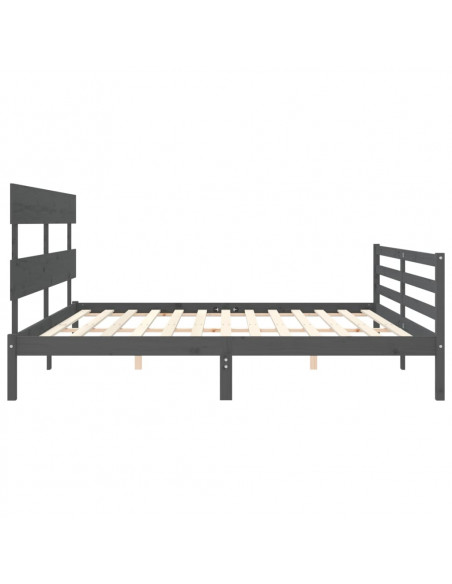 Giroletto con Testiera Grigio 200x200 cm in Legno Massello