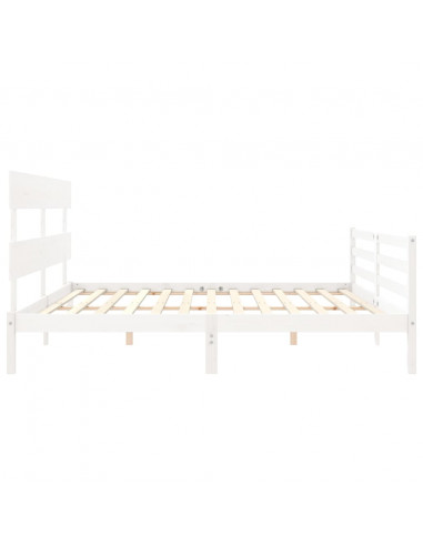 Giroletto con Testiera Bianco 200x200 cm in Legno Massello