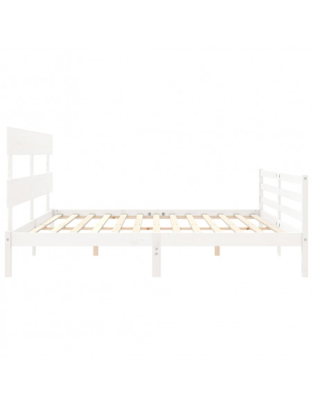 Giroletto con Testiera Bianco 200x200 cm in Legno Massello