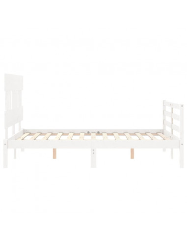 Giroletto con Testiera Bianco 140x200 cm in Legno Massello