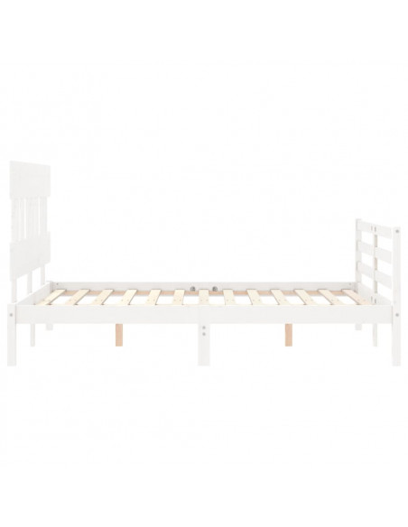 Giroletto con Testiera Bianco 140x200 cm in Legno Massello