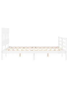 Giroletto con Testiera Bianco 160x200 cm Legno Massello 2