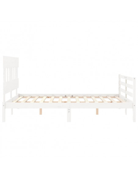 Giroletto con Testiera Bianco 160x200 cm Legno Massello
