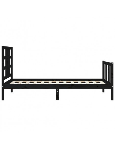 Giroletto con Testiera Nero 100x200 cm in Legno Massello