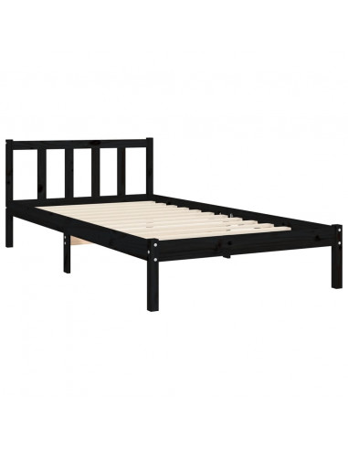 Giroletto con Testiera Nero 100x200 cm in Legno Massello