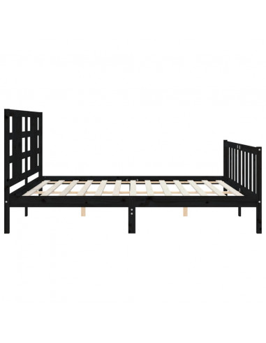 Giroletto con Testiera Nero 200x200 cm in Legno Massello