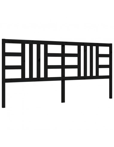 Giroletto con Testiera Nero 200x200 cm in Legno Massello