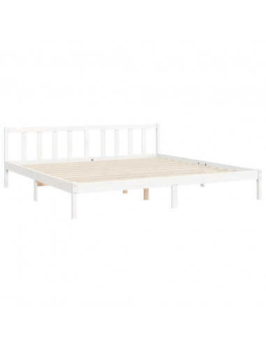 Giroletto con Testiera Bianco 200x200 cm in Legno Massello