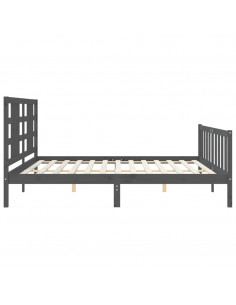 Giroletto con Testiera Grigio 200x200 cm in Legno Massello 2