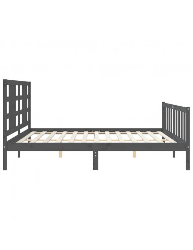 Giroletto con Testiera Grigio 200x200 cm in Legno Massello