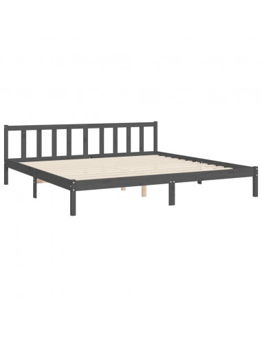 Giroletto con Testiera Grigio 200x200 cm in Legno Massello