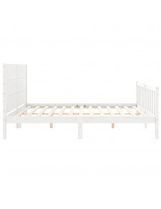 Giroletto con Testiera Bianco 200x200 cm in Legno Massello 2