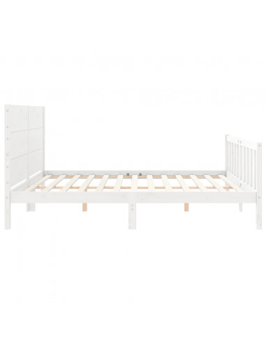 Giroletto con Testiera Bianco 200x200 cm in Legno Massello