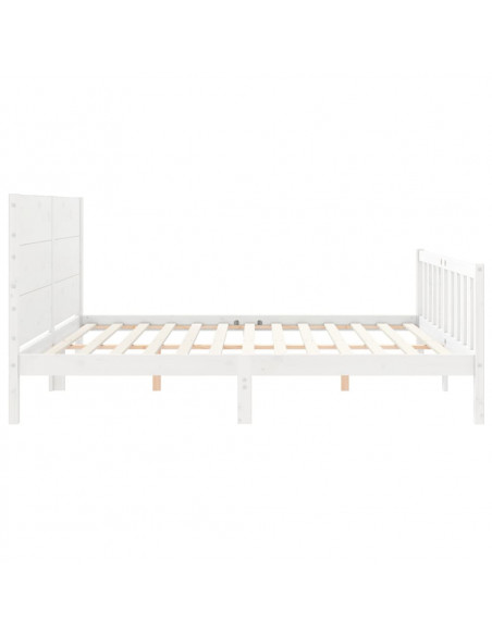 Giroletto con Testiera Bianco 200x200 cm in Legno Massello