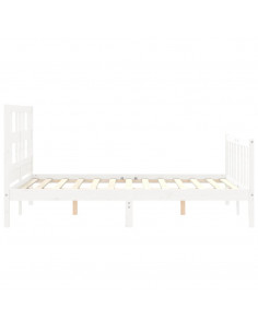 Giroletto con Testiera Bianco 140x200 cm in Legno Massello 2