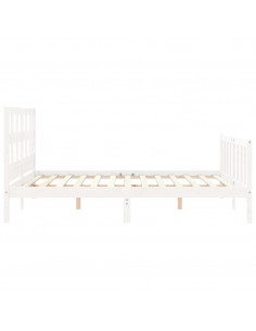 Giroletto con Testiera Bianco 160x200 cm Legno Massello 2