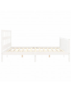 Giroletto con Testiera Bianco 200x200 cm in Legno Massello 2