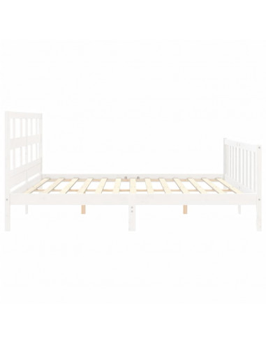 Giroletto con Testiera Bianco 200x200 cm in Legno Massello